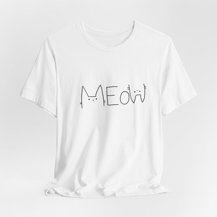 Meow Cat Line Art T-Shirt — Minimal Cute Cat Tee