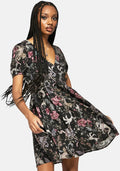 Merunicorn Enchanted Forest Print Button Up Mini Dress