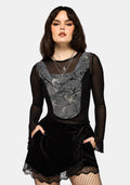 Merunicorn Enchanted Forest Print Chiffon Cowl Corset Top