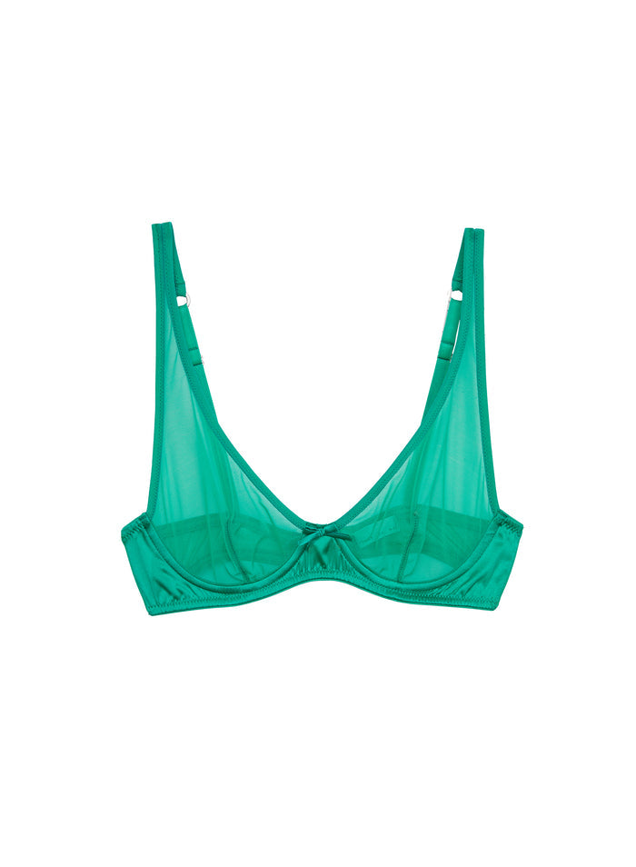 Mesh Demi Bra-emerald-flat