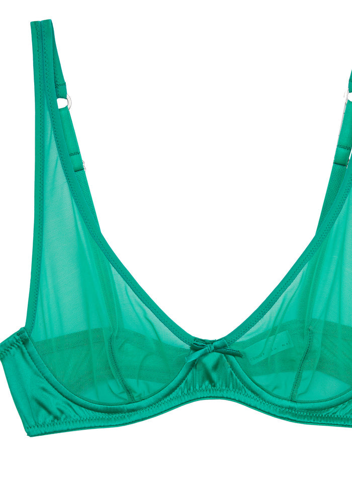 Mesh Demi Bra-emerald-flat