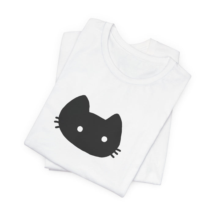 Minimal Black Cat Tee — Cute Kawaii Cat Face T-Shirt