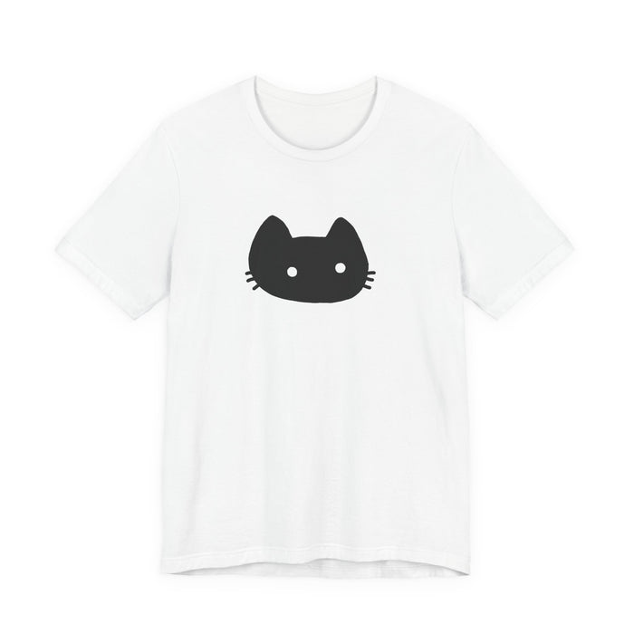 Minimal Black Cat Tee — Cute Kawaii Cat Face T-Shirt