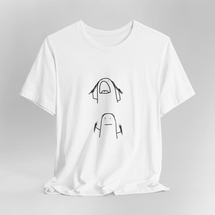 Minimalist Doodle Tee - Funny Face Sketch Graphic T-Shirt