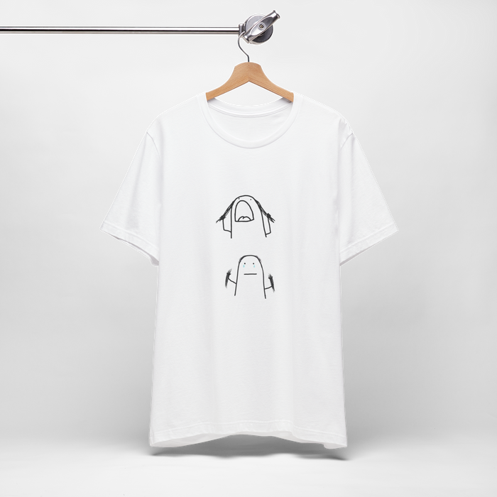 Minimalist Doodle Tee - Funny Face Sketch Graphic T-Shirt
