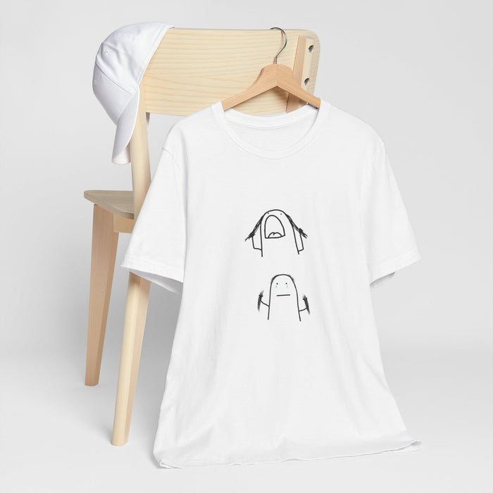 Minimalist Doodle Tee - Funny Face Sketch Graphic T-Shirt