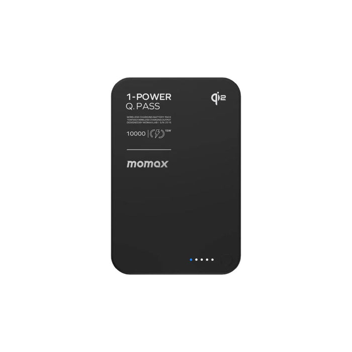 Momax 1-Power Q.Pass 10000mAh Qi2 Magnetic Wireless Power Bank - Black