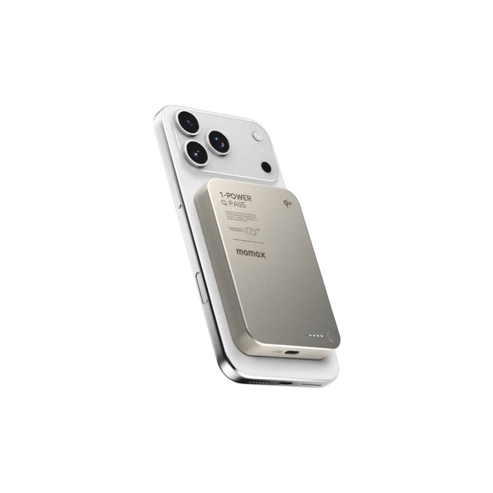 Momax 1-Power Q.Pass 10000mAh Qi2 Magnetic Wireless Power Bank - Desert Titanium