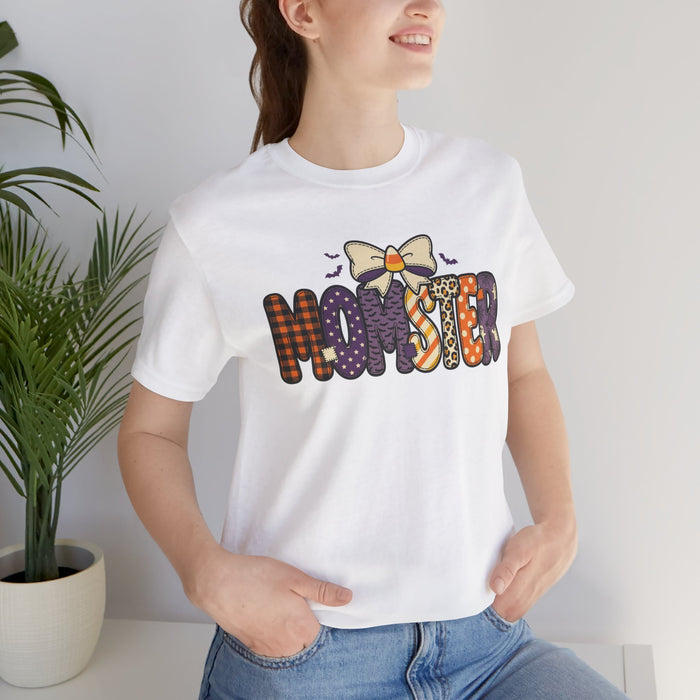 Momster Halloween Graphic Tee | Halloween Mom T-Shirt, Spooky Bat Bow Design