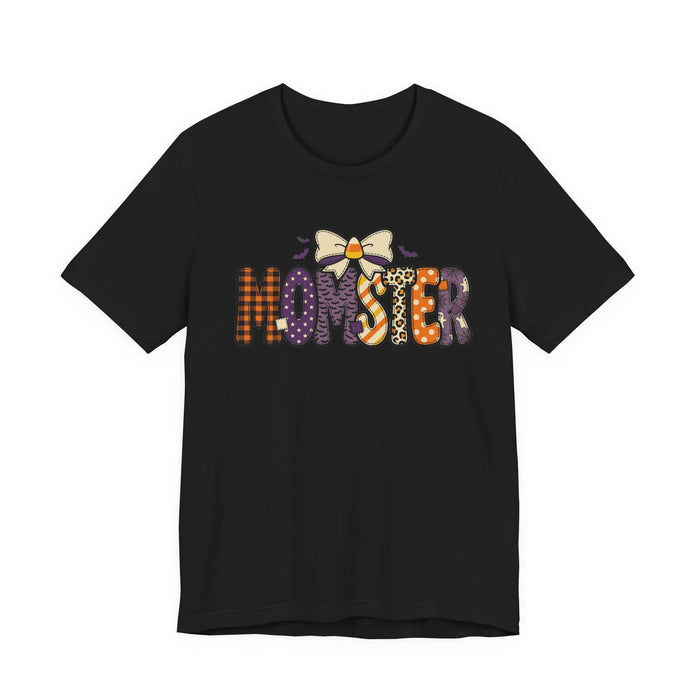 Momster Halloween Graphic Tee | Halloween Mom T-Shirt, Spooky Bat Bow Design