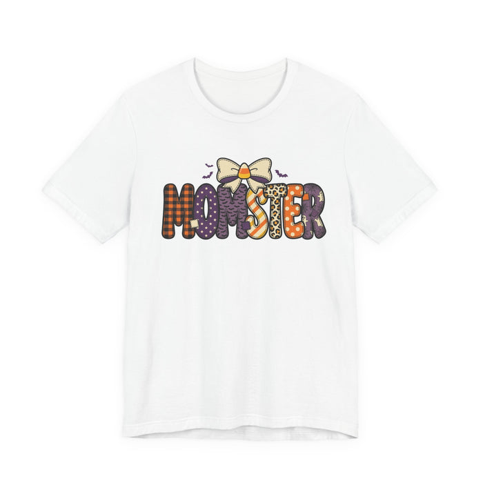 Momster Halloween Graphic Tee | Halloween Mom T-Shirt, Spooky Bat Bow Design