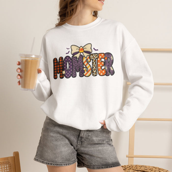 Momster Halloween Sweatshirt | Halloween Mom, Purple Orange Spooky Lettering
