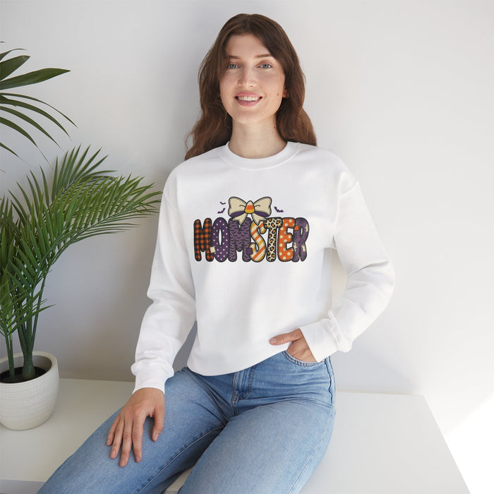 Momster Halloween Sweatshirt | Halloween Mom, Purple Orange Spooky Lettering