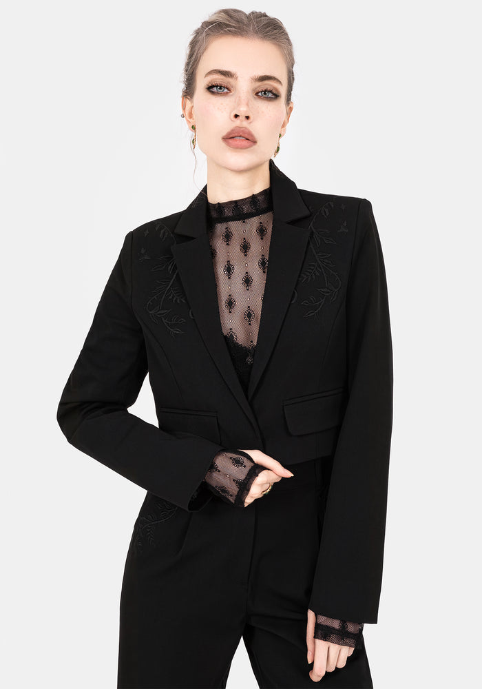 Mona Embroidered Crop Blazer
