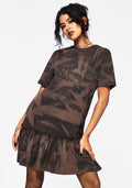 Mugwort Cotton Ombre Jersey Frill Hem Mini Dress