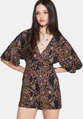 Mythos Print Kimono Sleeve Playsuit