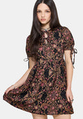 Mythos Print Tie Front Mini Dress