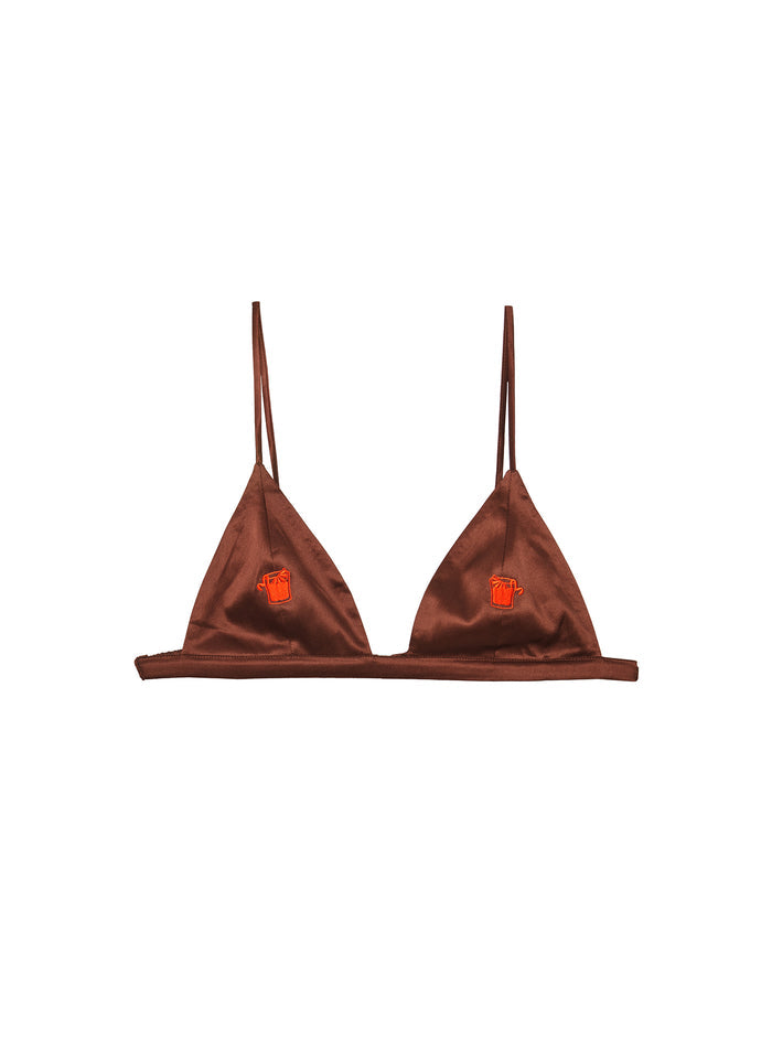 Negroni Embroidered Luxe Triangle Bra-cocoa-flat