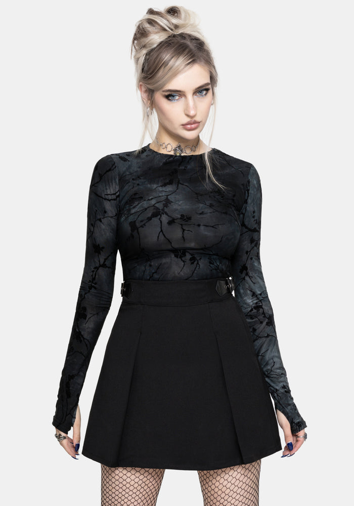 Nightingale Black Pleated Mini Skirt
