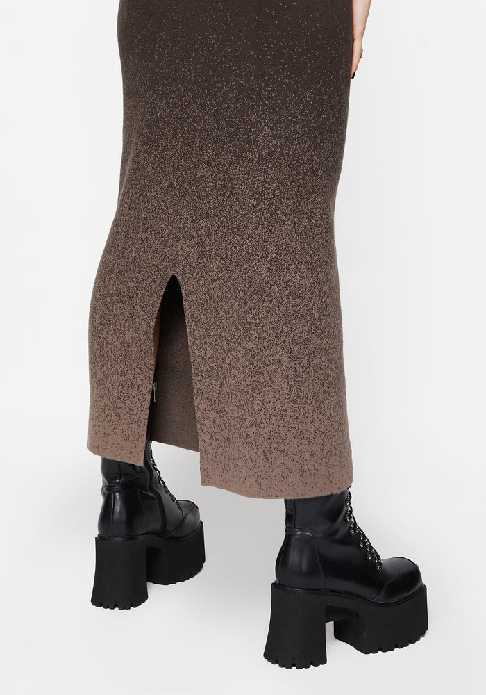 Nightjar Ombre Knit Maxi Skirt - Taupe