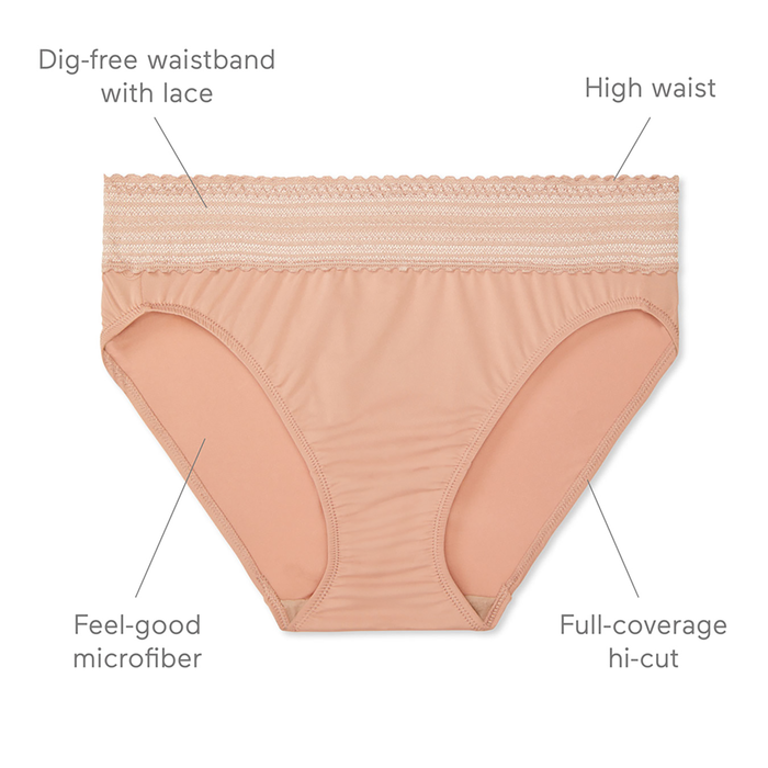 No Pinching, No Problems® Dig-Free Comfort Waist with Lace Microfiber Hi-Cut