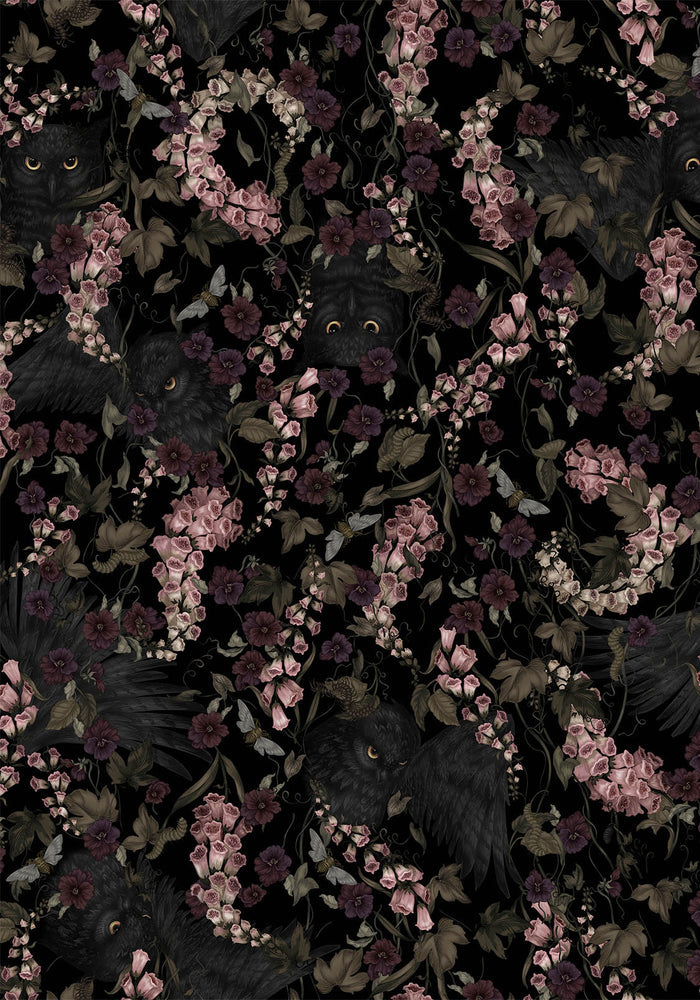 Noctua Owl Foxglove Printed Tiered Midaxi Dress