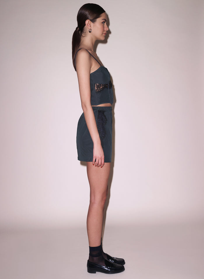 Nylon Mini Skirt-shadow