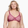 Olga by Warners Sheer Leaves Lace Neckline Underwire Unlined Minimizer Bra