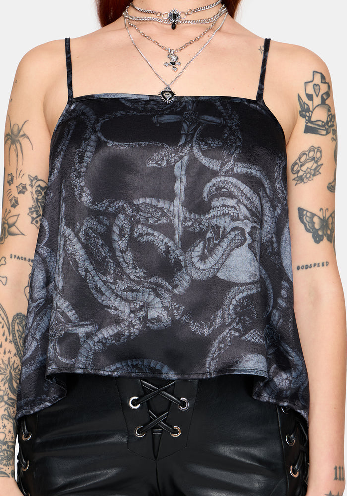 Ophion Print Backless Hanky Hem Cami