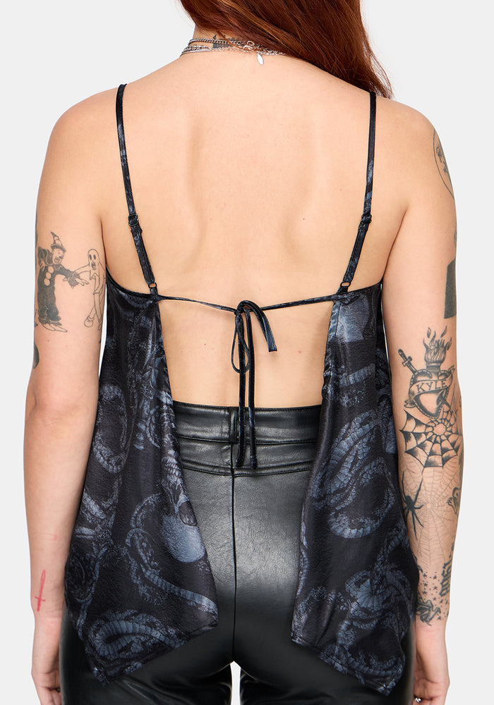 Ophion Print Backless Hanky Hem Cami