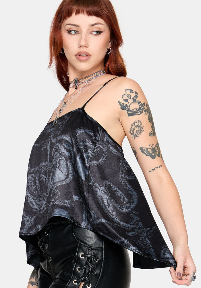 Ophion Print Backless Hanky Hem Cami