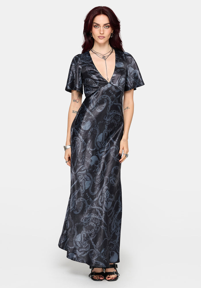 Ophion Print Satin Maxi Dress