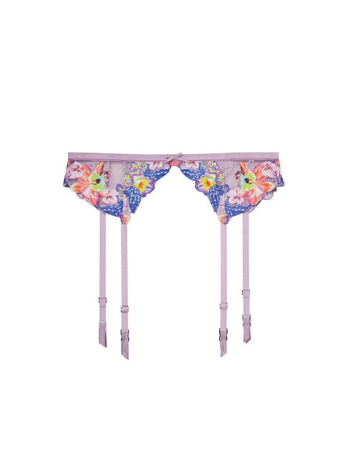 Orchid Embroidery Garter Belt-wisteria-flat