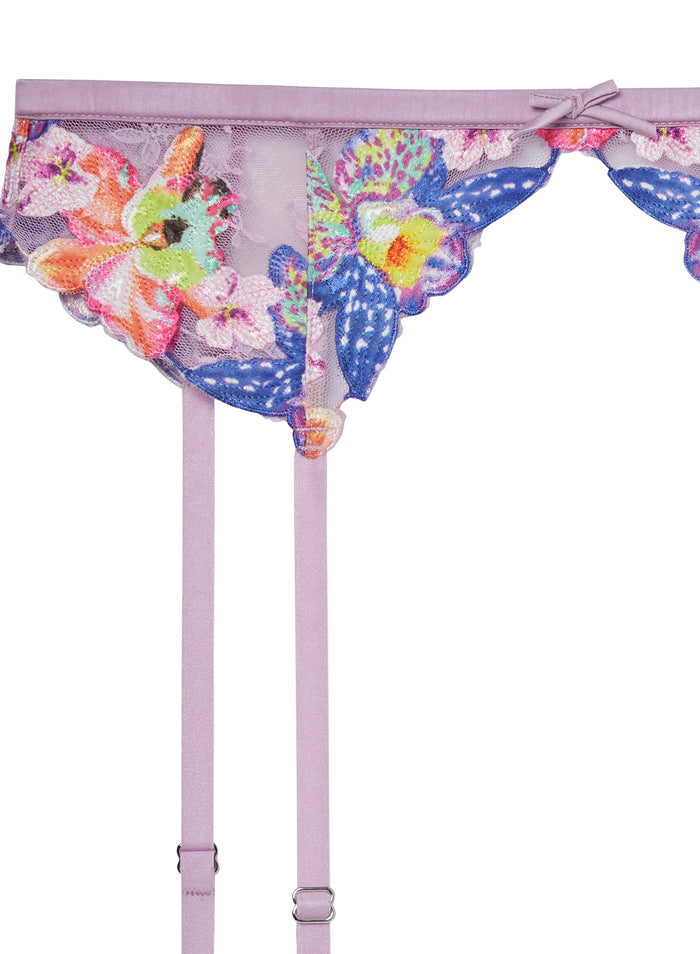 Orchid Embroidery Garter Belt-wisteria-flat