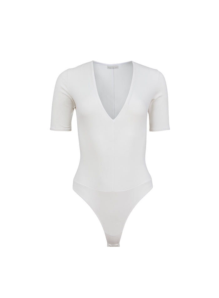 Organic Cotton Deep V Bodysuit-ivory
