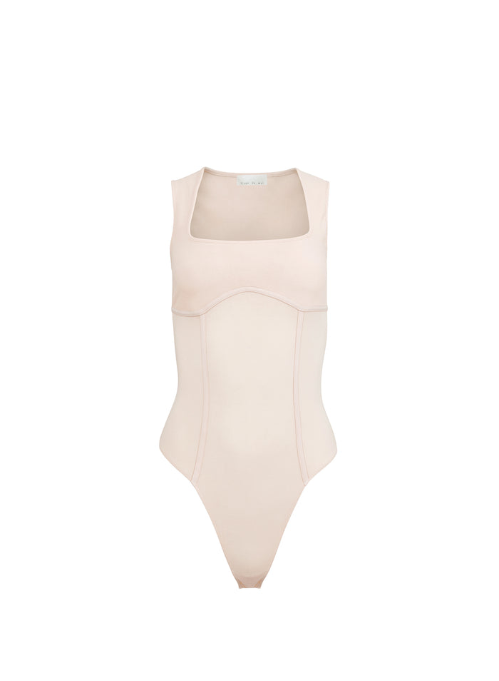 Organic Cotton Scoop Neck Bodysuit-tahini-flat