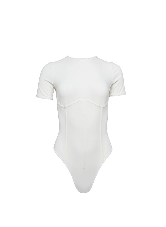 Organic Cotton T-Shirt Bodysuit-ivory