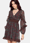 Pact Paisley Frill Sleeve Mini Dress