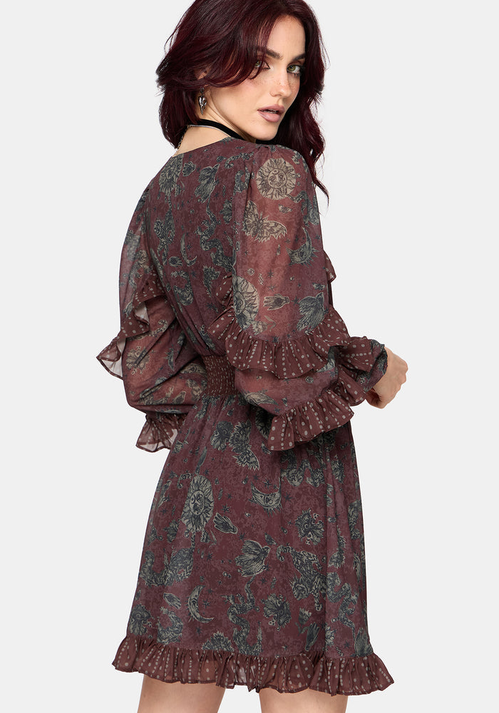Pact Paisley Frill Sleeve Mini Dress