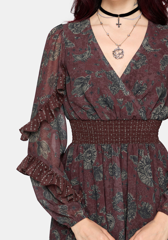 Pact Paisley Frill Sleeve Mini Dress