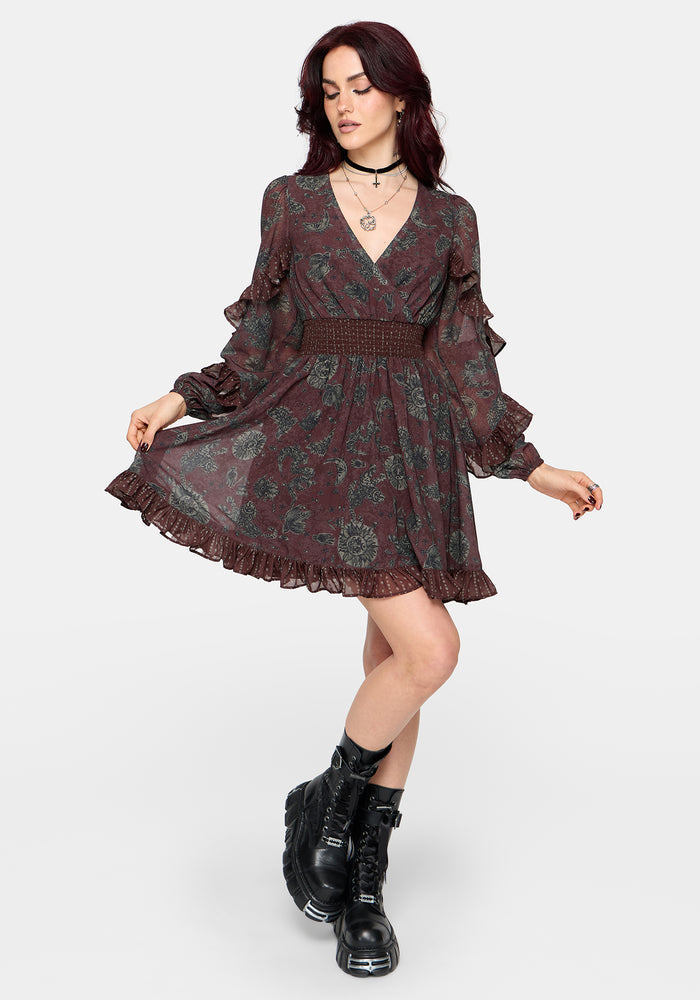 Pact Paisley Frill Sleeve Mini Dress