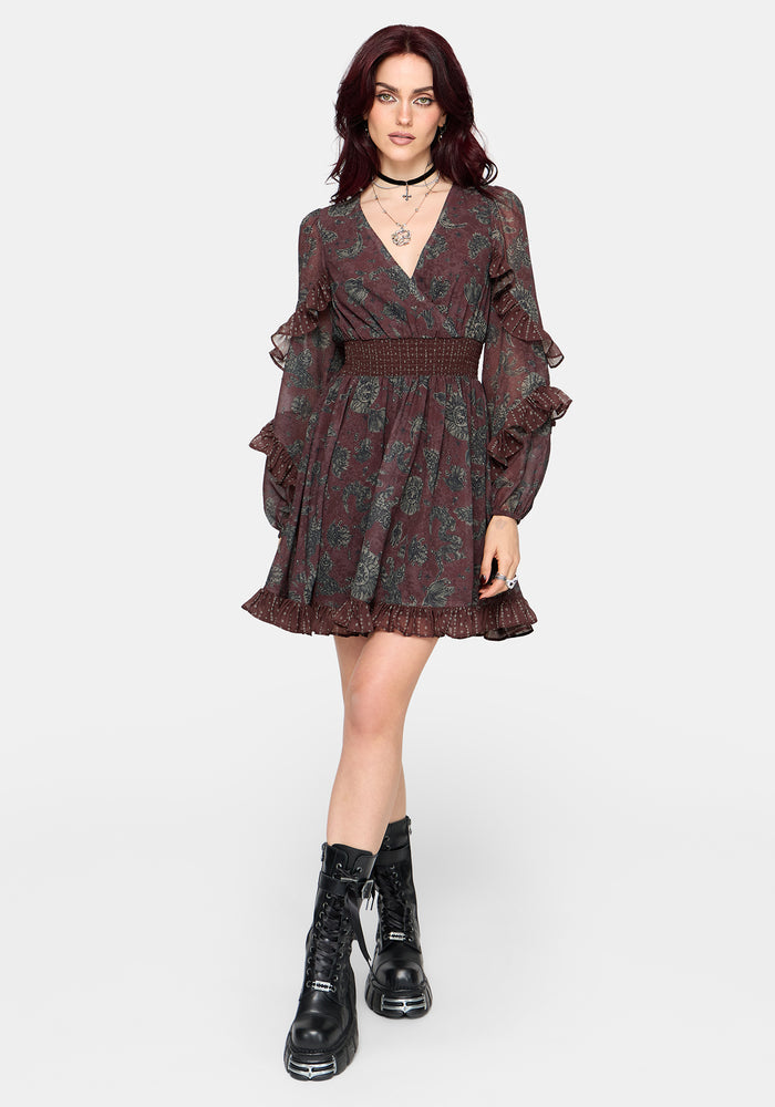 Pact Paisley Frill Sleeve Mini Dress
