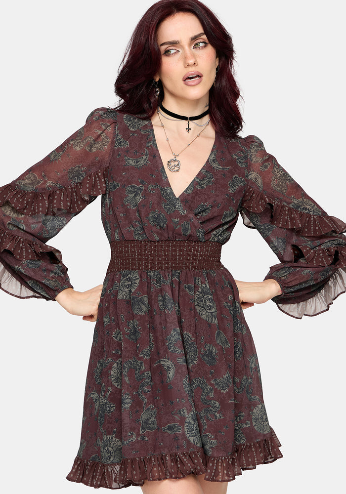 Pact Paisley Frill Sleeve Mini Dress