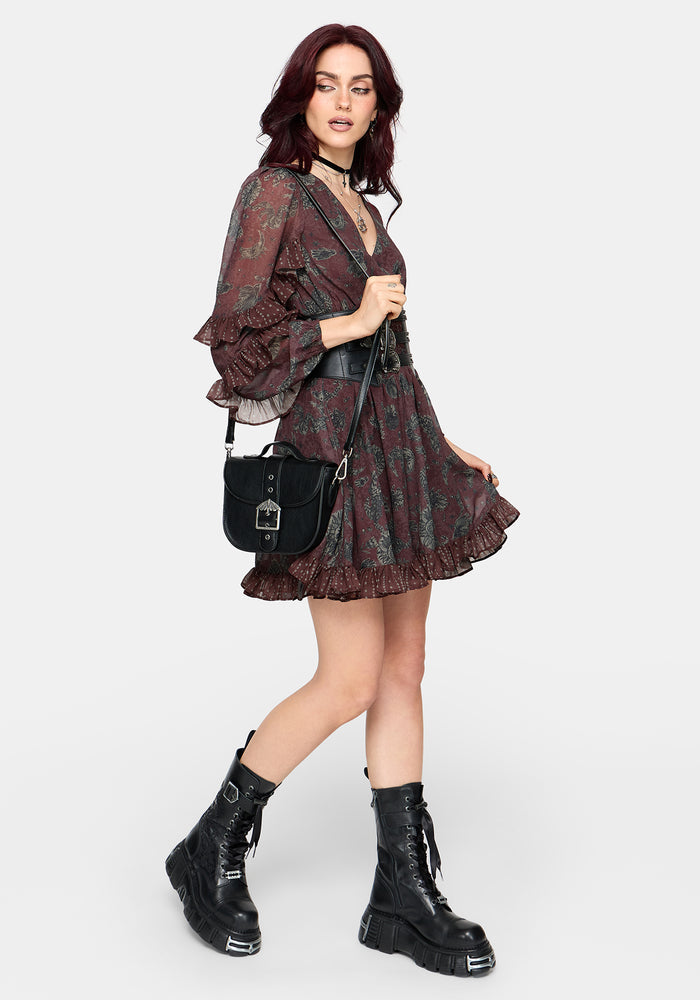 Pact Paisley Frill Sleeve Mini Dress