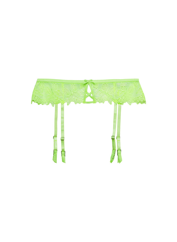 Papillon Garter Belt-light neon green-flat