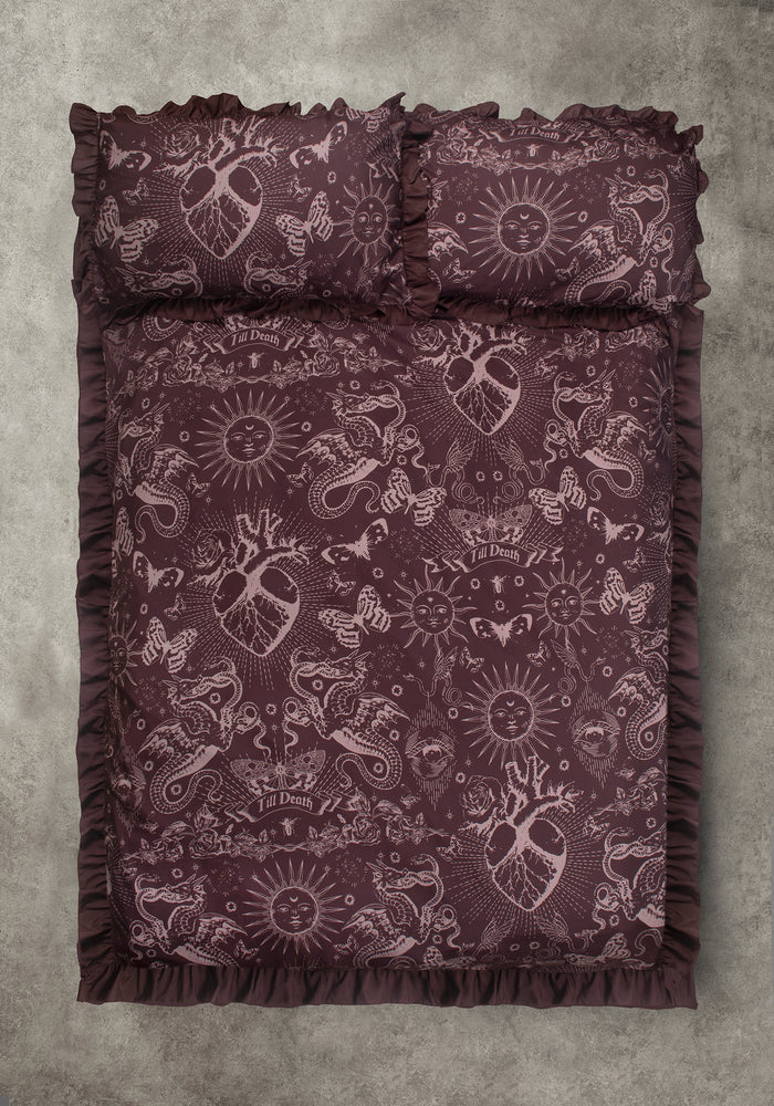 Paramour Frilled Edge Tattoo Print Bedding Set (US King)