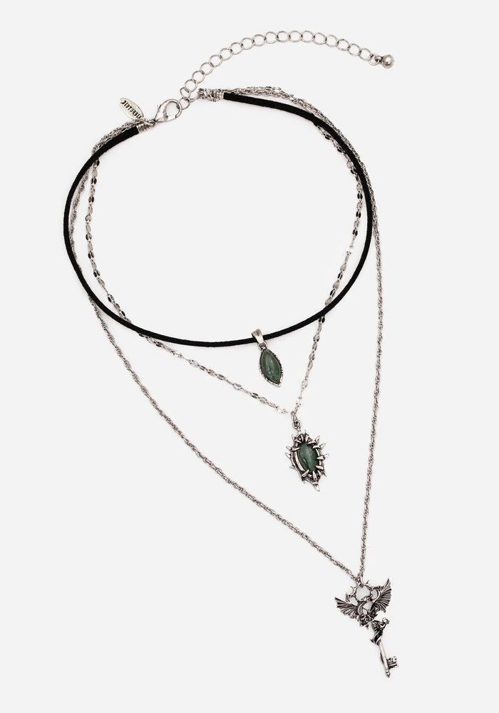 Petra Dragon Key Layered Necklace