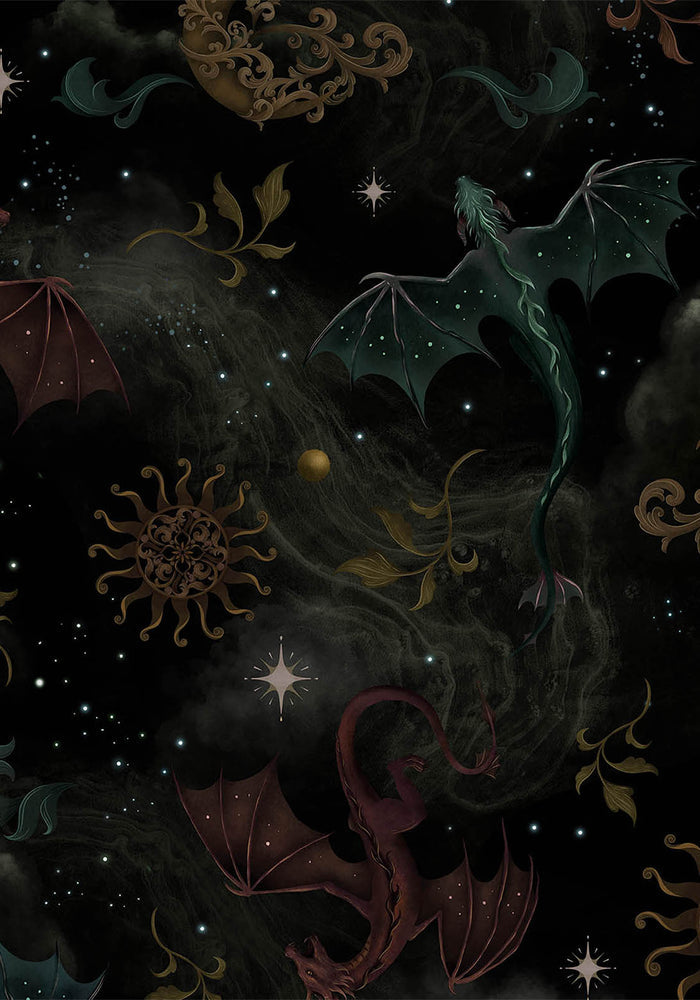 Phoenix Dragon Velour Flare Trouser