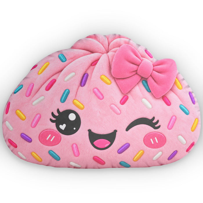 Pink Sprinkle Dumpling Plush Pillow 🎀 | Kawaii Shaped Throw Pillow | Cute Kids Room & Gift