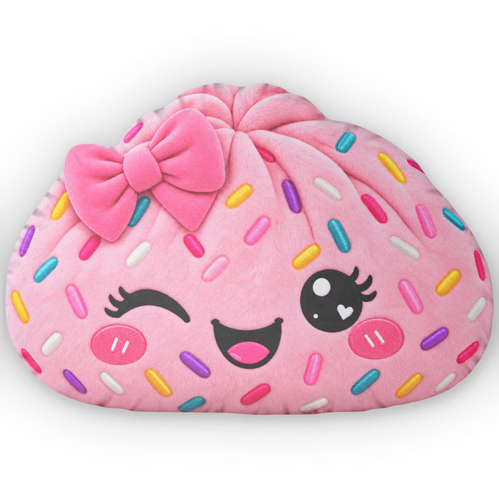 Pink Sprinkle Dumpling Plush Pillow 🎀 | Kawaii Shaped Throw Pillow | Cute Kids Room & Gift